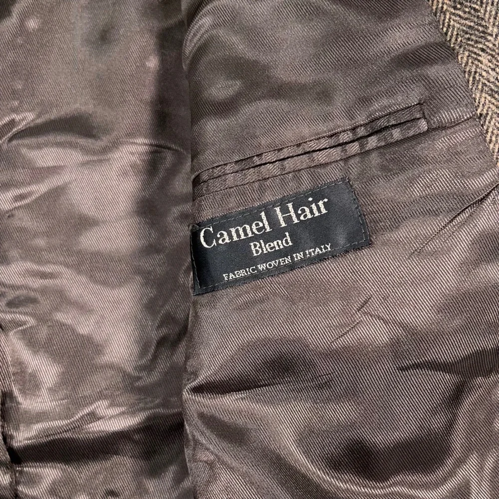 Chereskin Herringbone Blazer Mens 44S Camel Hair Blend Italian Fabric Brown Prep
